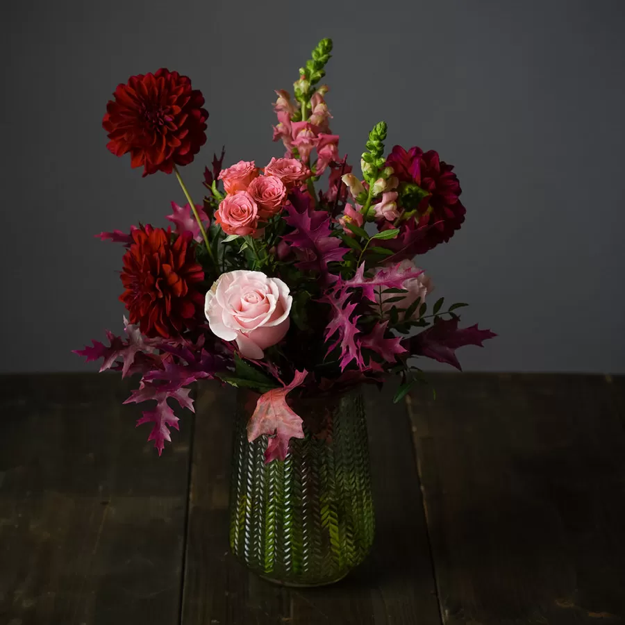 Buchet de flori in vaza de sticla