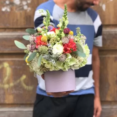 cutie cu hortensie verde