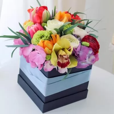 cutie cu lalele si cymbidium